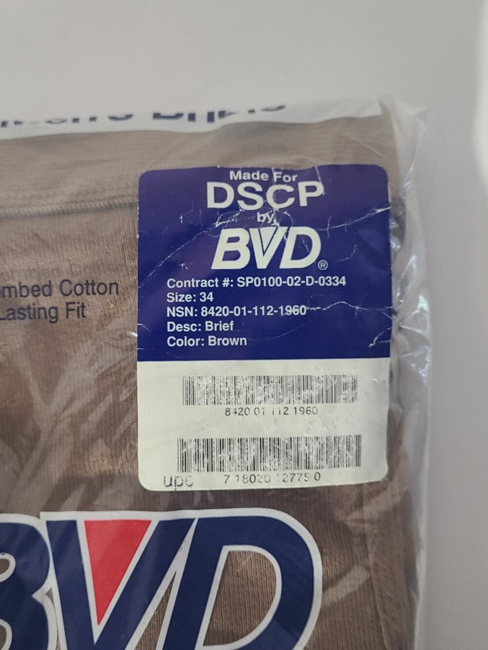 Vintage 90s BVD DSCP Military Brown Men's Briefs Size 34 3 Pairs NOS - Picture 2 of 4